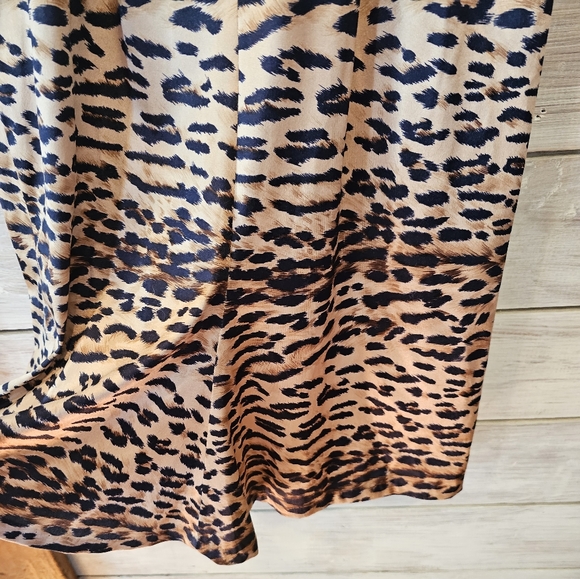 Jessica McClintock Gunne Sax Leopard Print Slip Dress Brown Cream Size 7/8 - Picture 8 of 13